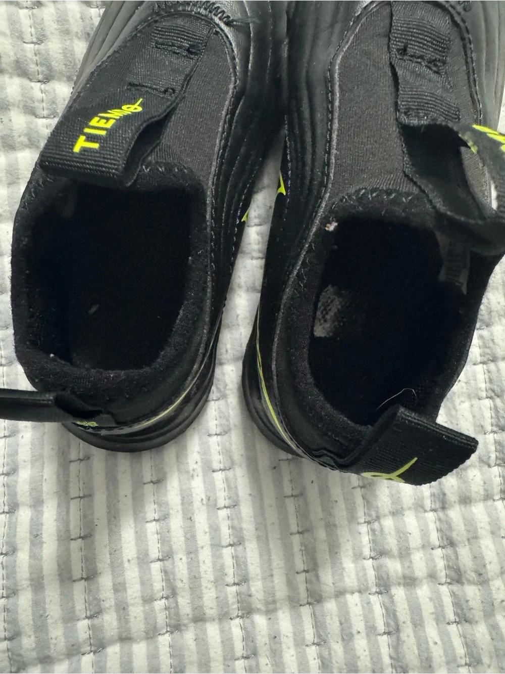 Nike Kids Tiempo Slip-On Sneakers - Black with Volt Accents